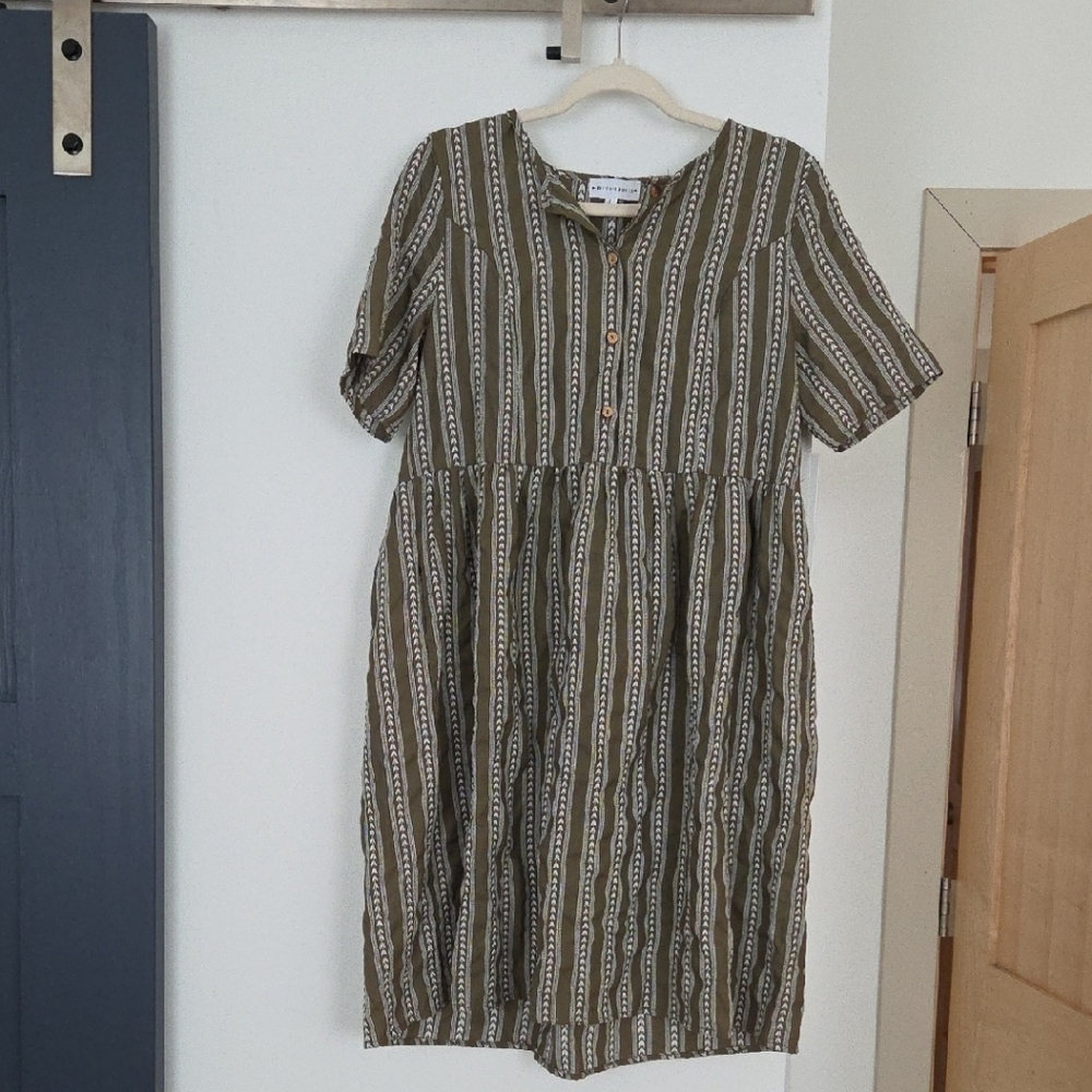 Striped Olive Green Dress